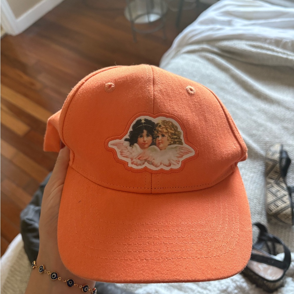 Fiorucci Orange Cap with Angel Motif